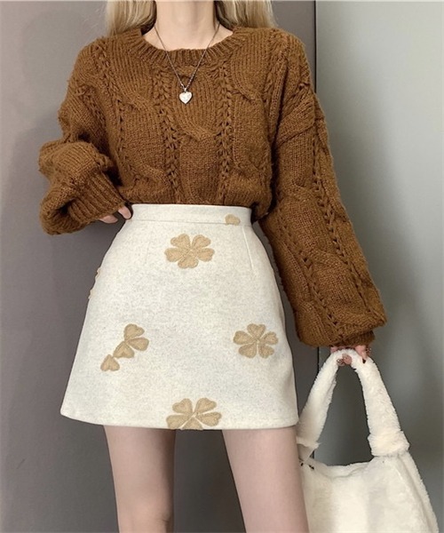 Dream garden(ドリームガーデン)の「花刺繍ミニスカート(スカート・レディース・ベージュ/ブラック・M/L/XL/S)」の21枚目の写真