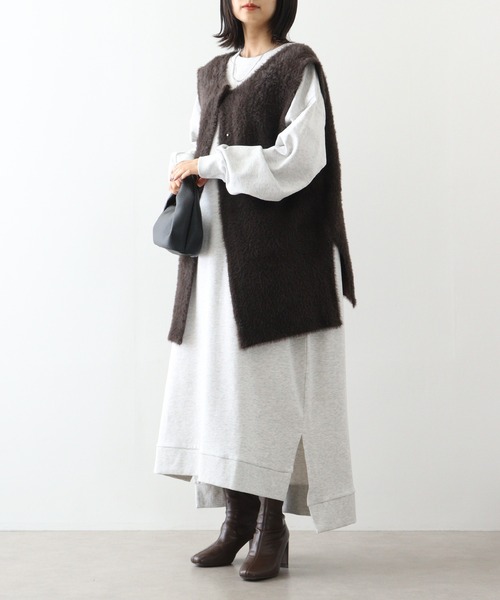 atONE（アットワン）の「atONE 裏起毛ワイドワンピース（ワンピース・レディース・杢グレー/ブラック/オートミール・4L～5L/M～Ｌ/LL～3L）」の15枚目の写真