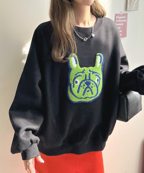 Futier land（フューティアランド）の「イヌ相良刺繍ボリューム袖プルオーバー（スウェット・レディース・ブラック/ネイビー/アイボリー/オートミール・FREE）」の8枚目の写真