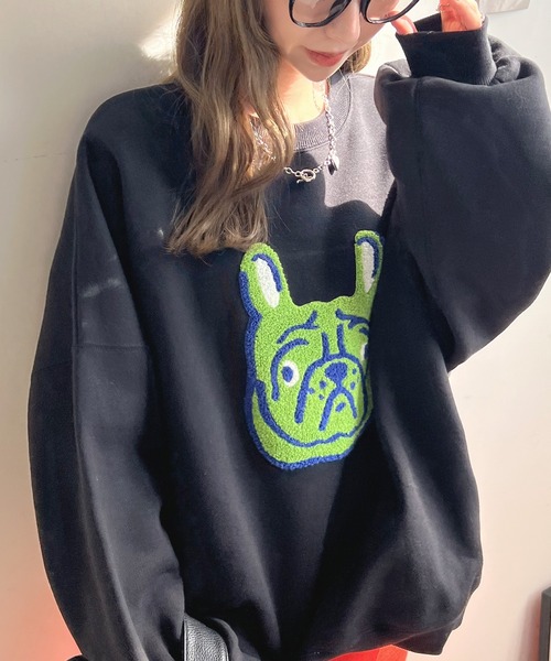 Futier land（フューティアランド）の「イヌ相良刺繍ボリューム袖プルオーバー（スウェット・レディース・ブラック/ネイビー/アイボリー/オートミール・FREE）」の5枚目の写真