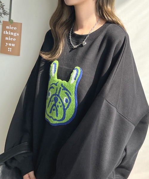 Futier land（フューティアランド）の「イヌ相良刺繍ボリューム袖プルオーバー（スウェット・レディース・ブラック/ネイビー/アイボリー/オートミール・FREE）」の13枚目の写真