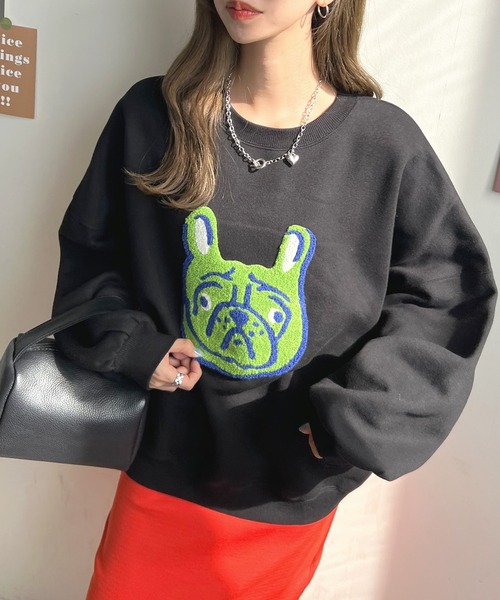 Futier land（フューティアランド）の「イヌ相良刺繍ボリューム袖プルオーバー（スウェット・レディース・ブラック/ネイビー/アイボリー/オートミール・FREE）」の14枚目の写真