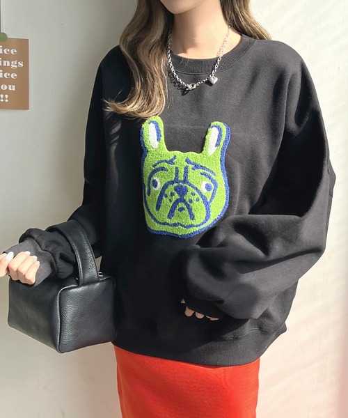 Futier land（フューティアランド）の「イヌ相良刺繍ボリューム袖プルオーバー（スウェット・レディース・ブラック/ネイビー/アイボリー/オートミール・FREE）」の15枚目の写真