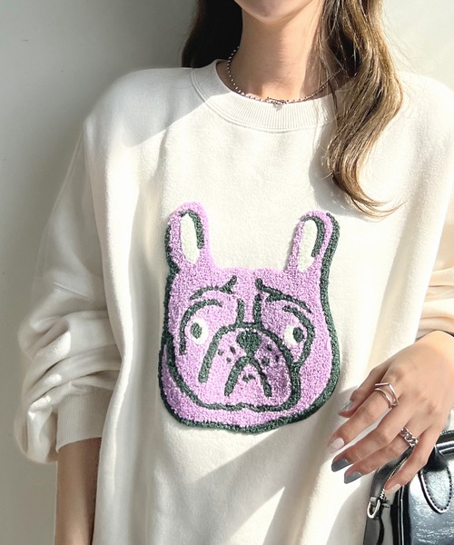 Futier land（フューティアランド）の「イヌ相良刺繍ボリューム袖プルオーバー（スウェット・レディース・ブラック/ネイビー/アイボリー/オートミール・FREE）」の18枚目の写真