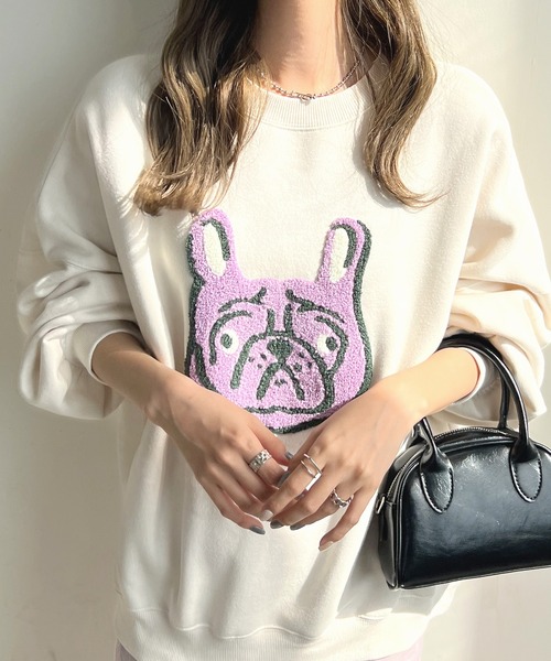 Futier land（フューティアランド）の「イヌ相良刺繍ボリューム袖プルオーバー（スウェット・レディース・ブラック/ネイビー/アイボリー/オートミール・FREE）」の19枚目の写真