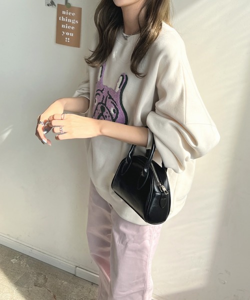 Futier land（フューティアランド）の「イヌ相良刺繍ボリューム袖プルオーバー（スウェット・レディース・ブラック/ネイビー/アイボリー/オートミール・FREE）」の20枚目の写真