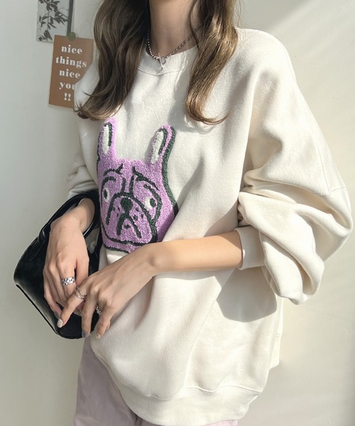 Futier land（フューティアランド）の「イヌ相良刺繍ボリューム袖プルオーバー（スウェット・レディース・ブラック/ネイビー/アイボリー/オートミール・FREE）」の21枚目の写真