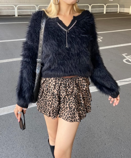 non-hedge（ノンヘッジ）の「キーネックシャギーニットトップス（ニット/セーター・レディース・オフホワイト/ベージュ/パープル/チャコールグレー/ブラック/ボルドー/クリーム/ピンク・FREE）」の22枚目の写真