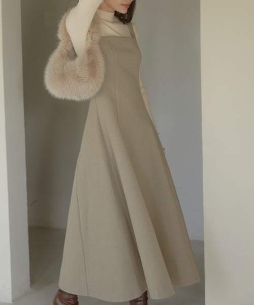 ACYM(アシーム)の「Corset line flare dress(ワンピース・レディース・ダークグレー/ベージュ・FREE)」の2枚目の写真