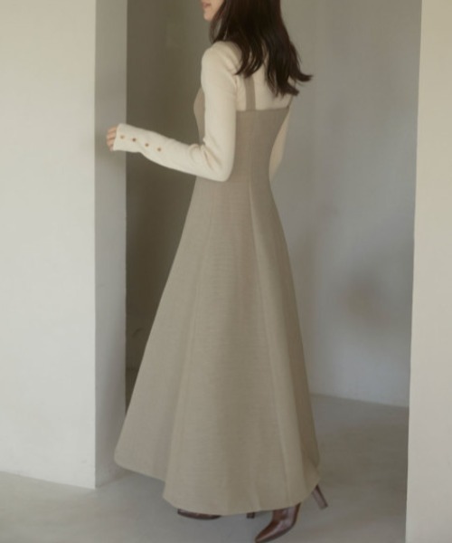 ACYM(アシーム)の「Corset line flare dress(ワンピース・レディース・ダークグレー/ベージュ・FREE)」の7枚目の写真