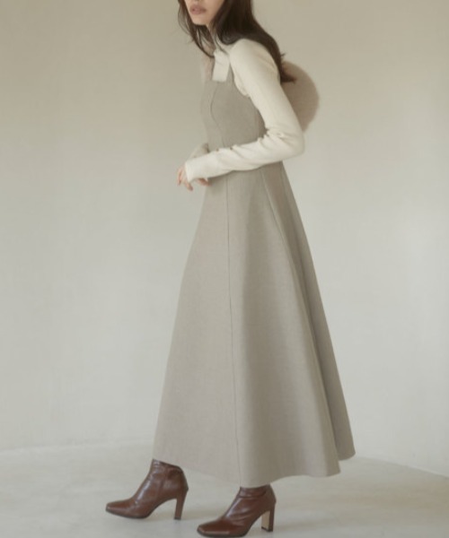 ACYM(アシーム)の「Corset line flare dress(ワンピース・レディース・ダークグレー/ベージュ・FREE)」の16枚目の写真