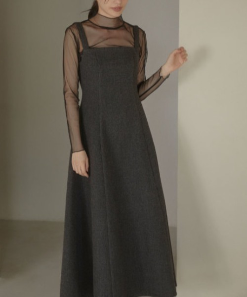 ACYM(アシーム)の「Corset line flare dress(ワンピース・レディース・ダークグレー/ベージュ・FREE)」の3枚目の写真