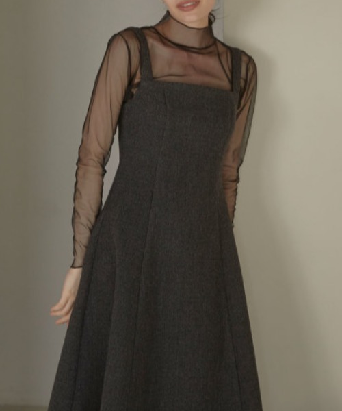 ACYM(アシーム)の「Corset line flare dress(ワンピース・レディース・ダークグレー/ベージュ・FREE)」の11枚目の写真