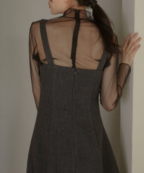 ACYM(アシーム)の「Corset line flare dress(ワンピース・レディース・ダークグレー/ベージュ・FREE)」の19枚目の写真