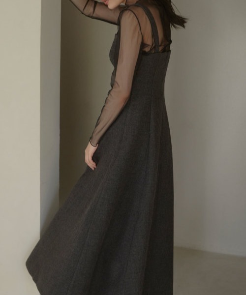 ACYM(アシーム)の「Corset line flare dress(ワンピース・レディース・ダークグレー/ベージュ・FREE)」の13枚目の写真