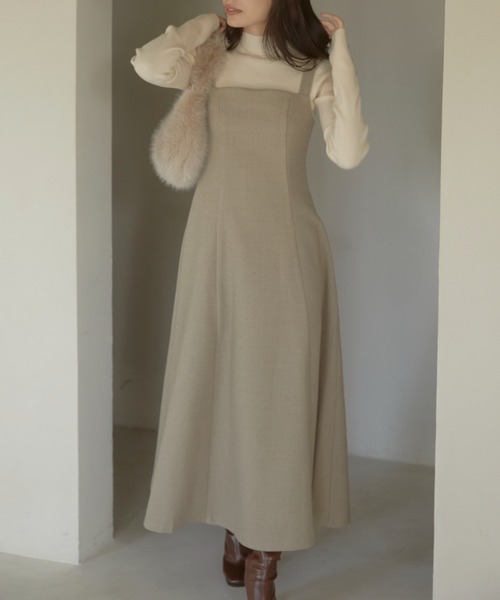 ACYM(アシーム)の「Corset line flare dress(ワンピース・レディース・ダークグレー/ベージュ・FREE)」の18枚目の写真