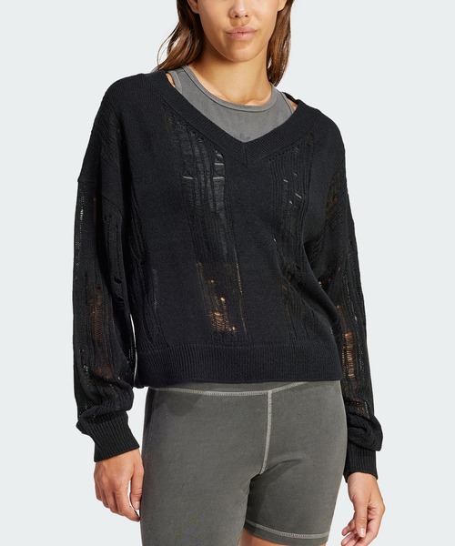 adidas（アディダス）の「ディストレスト クルーネックスウェット / アディダスオリジナルス adidas Originals（スウェット・レディース・ブラック/グレー・SMALL/LARGE/X-SMALL/XX-LARGE/MEDIUM/X-LARGE）」の10枚目の写真