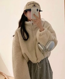 スタンドカラーボアクロップブルゾン