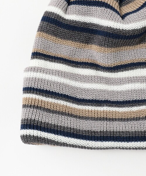 BEAMS（ビームス）の「BEAMS / マルチボーダー ワッチキャップ（ニットキャップ/ビーニー・メンズ・グレー/ネイビー/ブラック・ONE SIZE）」の4枚目の写真