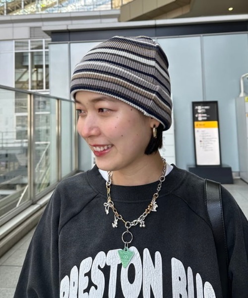 BEAMS（ビームス）の「BEAMS / マルチボーダー ワッチキャップ（ニットキャップ/ビーニー・メンズ・グレー/ネイビー/ブラック・ONE SIZE）」の14枚目の写真