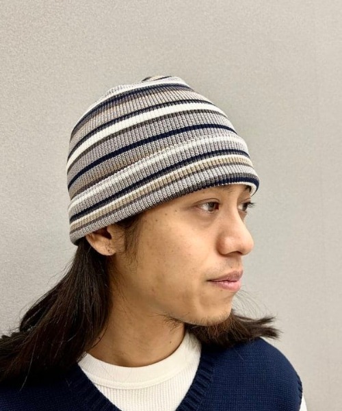 BEAMS（ビームス）の「BEAMS / マルチボーダー ワッチキャップ（ニットキャップ/ビーニー・メンズ・グレー/ネイビー/ブラック・ONE SIZE）」の16枚目の写真