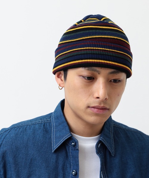 BEAMS（ビームス）の「BEAMS / マルチボーダー ワッチキャップ（ニットキャップ/ビーニー・メンズ・グレー/ネイビー/ブラック・ONE SIZE）」の10枚目の写真