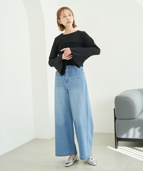 ROPE' PICNIC（ロペピクニック）の「袖フレアシアートップス（Tシャツ/カットソー・レディース・キナリ/ブラック・38）」の4枚目の写真