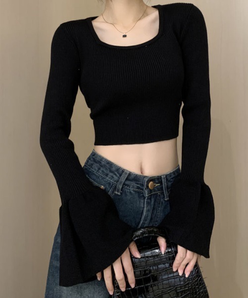 mebole(メボレ)の「バックリボンベルスリーブニット(Tシャツ/カットソー・レディース・ブラック/ホワイト・FREE)」の9枚目の写真