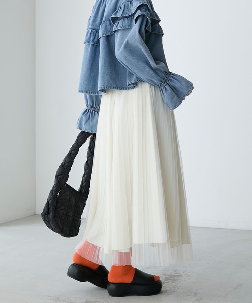 リバーシブルフリルスカート ターコイズ 紫 セール】 【2WAY】ライトチュールリバーシブル スカート （ミニ