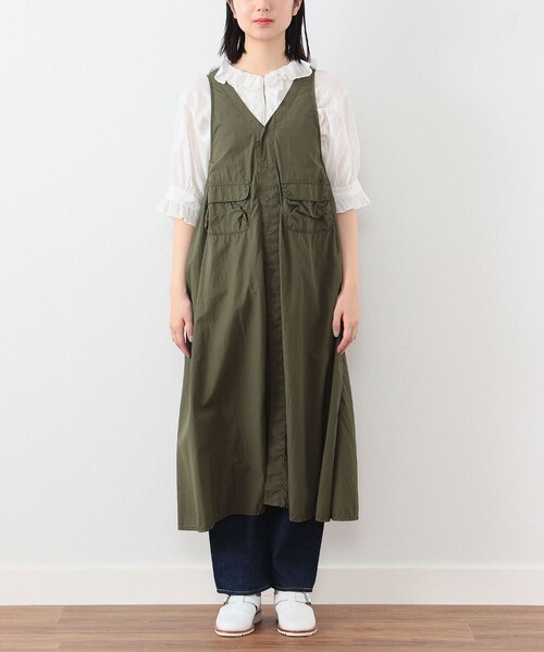 BEAMS BOY（ビームスボーイ）の「BEAMS BOY / ナイロン タッサー C-1 ノースリーブ ワンピース（ワンピース・レディース・オリーブ/ブラック・ONE SIZE）」の19枚目の写真