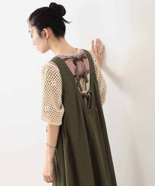BEAMS BOY（ビームスボーイ）の「BEAMS BOY / ナイロン タッサー C-1 ノースリーブ ワンピース（ワンピース・レディース・オリーブ/ブラック・ONE SIZE）」の2枚目の写真