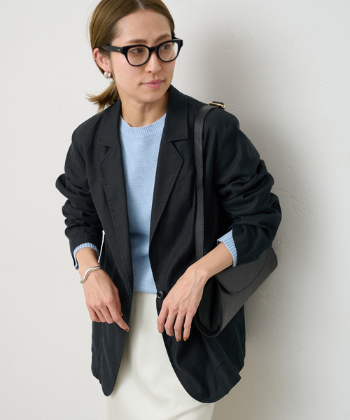 FRAMeWORK（フレームワーク）の「綿麻ツイルワッシャージャケット（テーラードジャケット・レディース・ブラック/ベージュ・36/38）」の18枚目の写真