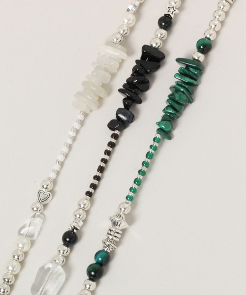 RAGEBLUE（レイジブルー）の「【THEIRB/ゼアーブ】メタルコンビ/ビーズネックレス（ネックレス・メンズ・ブラック/ホワイト/グリーン系その他/レッド・FREE）」の5枚目の写真