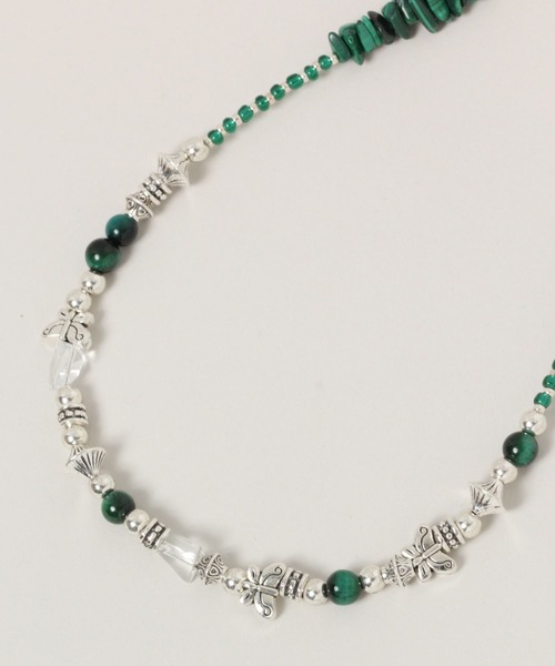 RAGEBLUE（レイジブルー）の「【THEIRB/ゼアーブ】メタルコンビ/ビーズネックレス（ネックレス・メンズ・ブラック/ホワイト/グリーン系その他/レッド・FREE）」の9枚目の写真