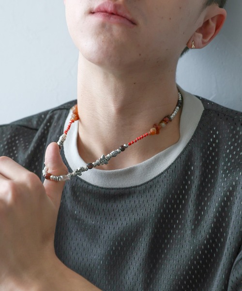 RAGEBLUE（レイジブルー）の「【THEIRB/ゼアーブ】メタルコンビ/ビーズネックレス（ネックレス・メンズ・ブラック/ホワイト/グリーン系その他/レッド・FREE）」の20枚目の写真
