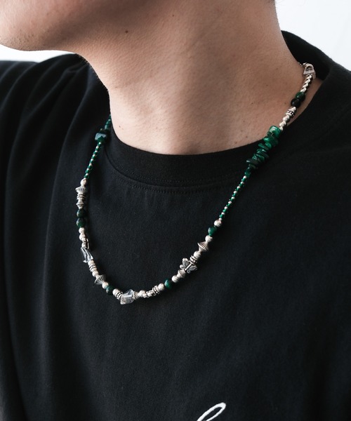 RAGEBLUE（レイジブルー）の「【THEIRB/ゼアーブ】メタルコンビ/ビーズネックレス（ネックレス・メンズ・ブラック/ホワイト/グリーン系その他/レッド・FREE）」の17枚目の写真