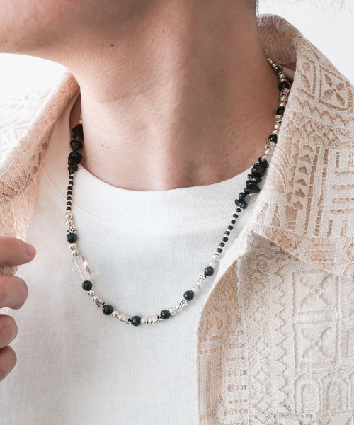 RAGEBLUE（レイジブルー）の「【THEIRB/ゼアーブ】メタルコンビ/ビーズネックレス（ネックレス・メンズ・ブラック/ホワイト/グリーン系その他/レッド・FREE）」の19枚目の写真