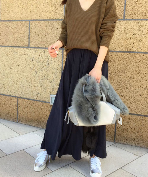 GALLARDAGALANTE（ガリャルダガランテ）の「トリアセマキシスカート（スカート・レディース・ネイビー/オレンジ・0/1）」の2枚目の写真