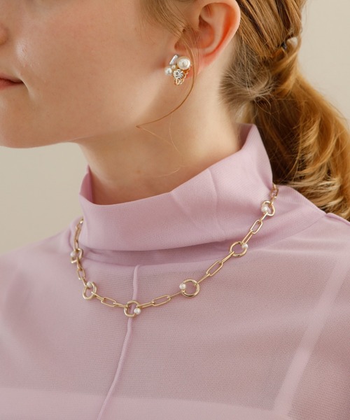 JCQ pearl×chain パール×チェーン ネックレス [JCQ0127]（ネックレス