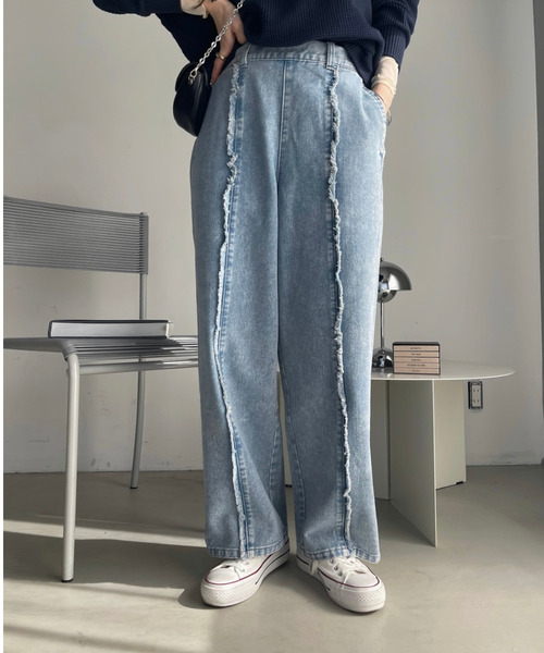 Ada.(エイダ)の「センターシームデザイン ケミカル デニム(デニムパンツ・レディース・インディゴブルー/ブラック・M/L)」の13枚目の写真