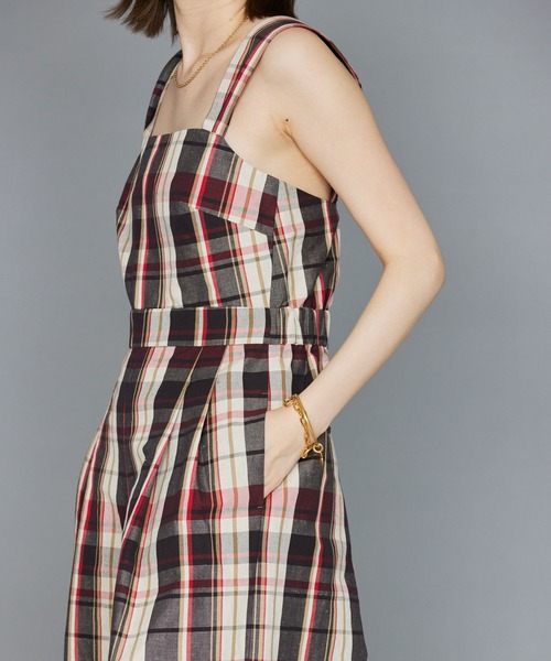 BABYLONE（バビロン）の「リネンチェックオールインワン（つなぎ/オールインワン・レディース・ネイビー・フリー）」の5枚目の写真