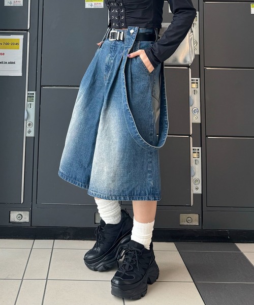 PAGEBOY（ページボーイ）の「サスツキデニムハーフパンツ（デニムパンツ・レディース・ブルー/ブラック・MEDIUM/SMALL）」の15枚目の写真