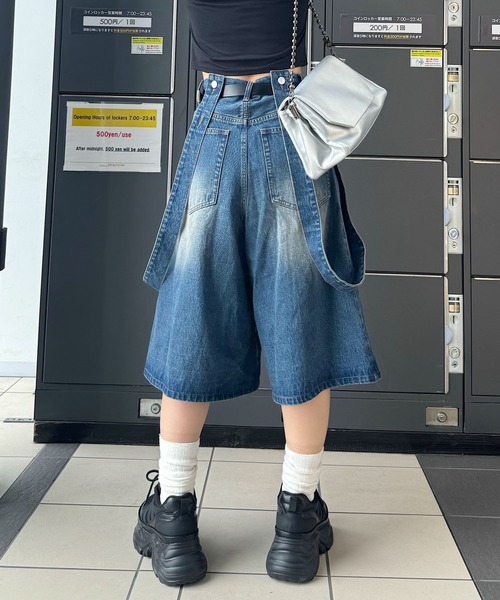 PAGEBOY（ページボーイ）の「サスツキデニムハーフパンツ（デニムパンツ・レディース・ブルー/ブラック・MEDIUM/SMALL）」の19枚目の写真