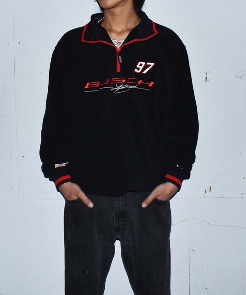 VINTAGE(ヴィンテージ)の「【ヴィンテージ古着】Y2K HAZE/ヘイズ KURT BUSCH レーシング刺繍 ハーフジップ フリースプルオーバー(その他トップス・メンズ・ブラック・LARGE)」の3枚目の写真