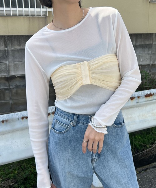 select MOCA(セレクトモカ)の「チュールビスチェ(ベスト・レディース・ブラック/アイボリー・FREE)」の12枚目の写真
