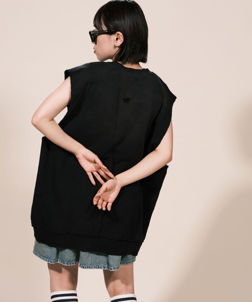 RePRODUCTION LABEL（リプロダクションレーベル）の「【ユニセックス】【RePRODUCTION LABEL / リプロダクションレーベル】ロゴスキッパーベスト（タンクトップ・レディース・グレー/ブラック・FREE）」の5枚目の写真