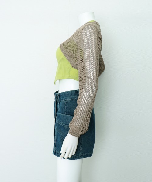 Miniministore(ミニミニストア)の「メッシュ編み ニットトップス ショート丈(ニット/セーター・レディース・ベージュ/モカ/ブラック/ホワイト・FREE)」の21枚目の写真