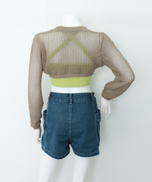 Miniministore(ミニミニストア)の「メッシュ編み ニットトップス ショート丈(ニット/セーター・レディース・ベージュ/モカ/ブラック/ホワイト・FREE)」の22枚目の写真