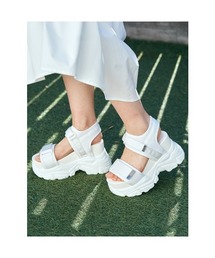 Mafmof(マフモフ)10.5cm厚底ボリュームソールダブルベルトスポーツサンダル