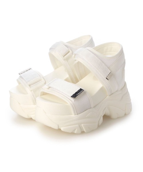Mafmof(マフモフ)の「Mafmof(マフモフ)10.5cm厚底ボリュームソールダブルベルトスポーツサンダル(サンダル・レディース・ホワイト/ブラック・LL/S/M/L)」の19枚目の写真
